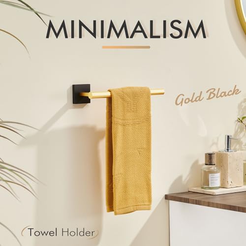 Image of KOKOSIRI Bathroom Towel Bar Hand Towel Holders Wall Mount Toilet Kitchen Cabinet Paper Holder Stainless Steel Bath Hardware Black with Gold, B3008GDK