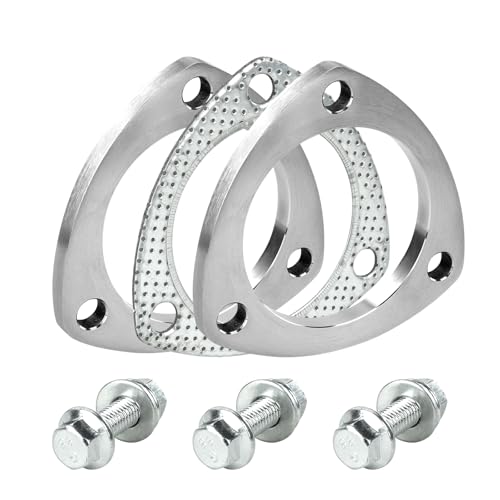 Krtopo 3 Pulgadas Kit de Conexión de Brida de Escape 76mm - 2 Bridas Junta Tornillos Inoxidables Universal para Tubo de Escape Silenciador Turbo Intercooler - Resistente a Corrosión