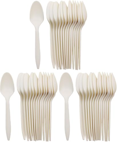 Image of GreenWorks 5.8 inch Plant Starch Disposable Cutlery Spoons,1000 Count Cornstarch Bio-Based Spoons (Pack of 3)