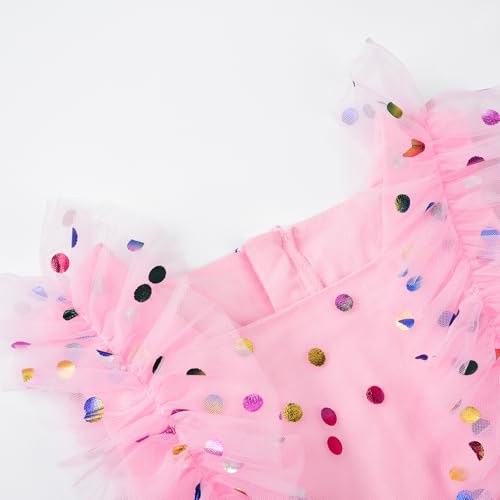 JerrisApparel Flower Girls Tutu Party Dress Dots Princess Dress Birthday Outfit3