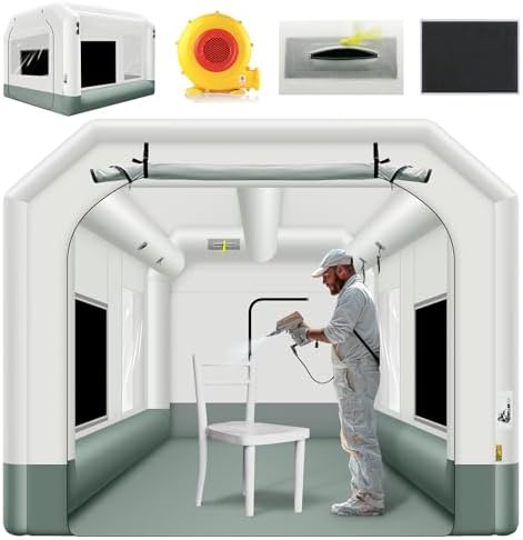 GORILLASPRO 13x10x8Ft Inflatable Paint Booth Tent with 550W Blower, Spray Tent with Air Filter System, Used for DIY Painting Car Truck Motorcycle Garage Furniture Parts Paint Renovation
