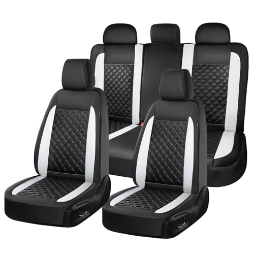 Image of FLORICH Seat Covers, Atomutive Seat Covers Full Sets, Waterproof Seat Cover for Cars, Luxury Leather Universal Seat Cover Accessories Fit for Most Cars SUV Truck Sedans(White)