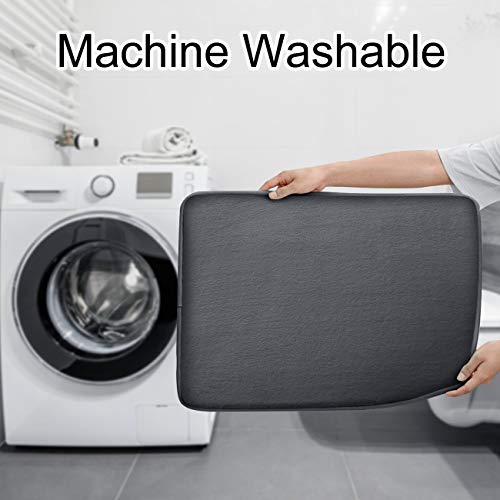 Feelso Memory Foam Bath Mat Set, 3 Piece Bathroom Rugs Non Slip And Absorbent Mats, 20X31 Inches Floor Mat, 20X22 Inches U-Shaped Contour Rug And Toilet Lid Cover For Tub Shower & Bath Room, Gray #TOP4