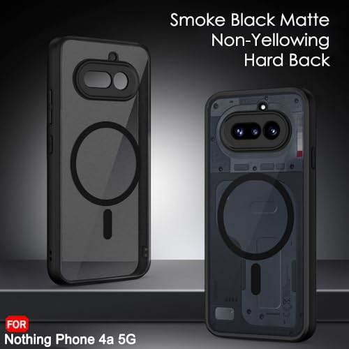 Image of TheGiftKart Hybrid Shockproof Back Cover Case for Nothing Phone 4a 5G Compatible with MagSafe | Hard Back Cover Case for Nothing Phone 4a 5G (PC & TPU, Translucent Smoke Matte Back, Black Sides)