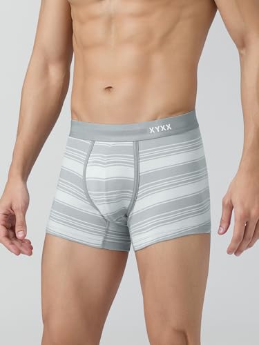 Image of XYXX Men's Streax Super Combed Cotton Regular Fit Striped Trunks with No Marks Waistband