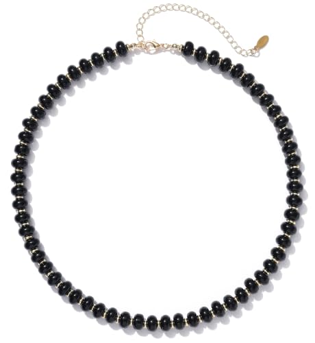 Beaded Necklaces for Women Boho Colorful Bead Choker Necklace (black)