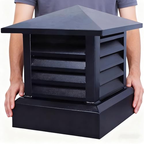 Nasada kominowa Komin kominkowy Nasada Stop aluminium, 25 30 35 40 45 50 55 60 65 70 cm Osłona komina Kwadratowy, Czarny Weathershield Komin Crown Nasada do Piec(700x700mm(27.6x27.6in))