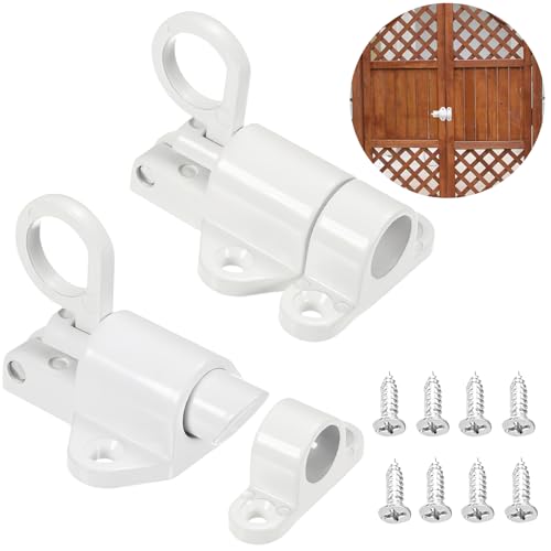 Diyxisk Verrou Porte,2 Pièces Loquet Ressort Automatique en Alliage D'Aluminium Verrou Porte Coulissante Quincaillerie de Portes et Loquets Serrure Porte Ressort Automatique,Armoires Cuisin (Blanc)