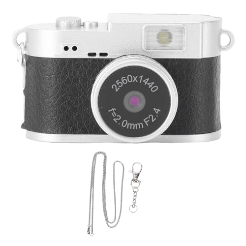 MENDUNER ミニキーホルダーデジタルカメラ、2K FHDビデオ、2MP写真、1.47インチカラースクリーン、4フィルターLEDフラッシュ充電式小型レトロデジタルカメラ、誕生日、ストッキングの詰め物 (黒)
