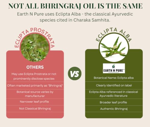 Image of Earth N Pure Bhringraj Oil for Hair Growth 100ml - 100% Pure Oil for Hair Fall Control & Regrowth | Natural Ayurvedic Oil for Scalp Care, Thick & Strong Hair | Herbal Hair Oil