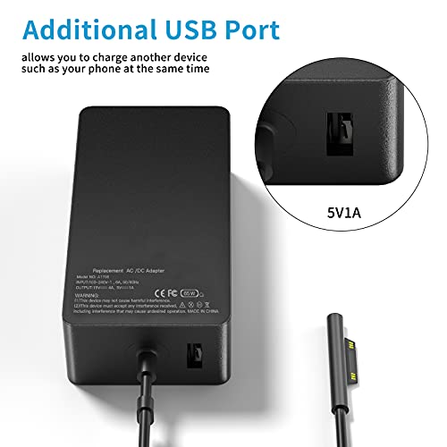 Surface Pro Charger Surface Laptop Charger 65W,For Surface Pro 9/8/7/6/5/4/3/X Surface Go 3/2/1 Surface Laptop 5/4/3/2/1 Surface Book 3/2/1 Microsoft Surface Charger Supports 44W,36W,24W #TOP4