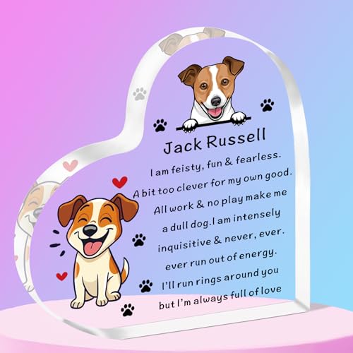 SMARGO Jack Russell Gifts for Women Men Dog Lover Acrylic Plaque Christmas Birthday Jack Russell Acrylic Plaque Gifts for Dog Lover Dog Mum Dad