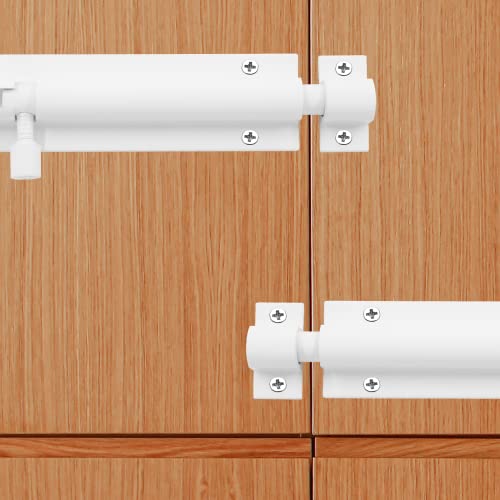 Bivethoi 2 Pcs 4 Inch Barrel Bolt Latch White Door Latch Hardware, Small Slide Latch Lock Heavy Duty Security Bolt, Aluminum Alloy Gate Slide Lock Latch Mini Warehouse Garage Door Latch (1.3Mm Thick) #TOP5