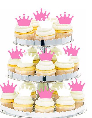Amazon.com: Princess Tiara Crown Picks Pink & White Cake Toppers for ...