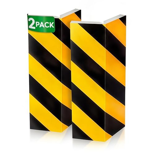 NURADA Protector Columnas Garaje. 2 Unidades. Protector Pared Garaje. Protección Espuma Adhesiva Columnas Cuadradas. Goma Puertas Garaje/Parking. Arañazos Coche, 40x20x2cm (Reflectante Amarillo)