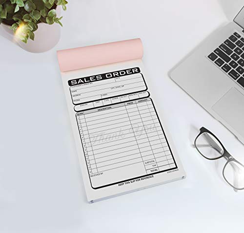 Small Business 3-Part Carbonless Invoice Form Pad / 50 Sets / 4 1/4" X 7 1/4" Carbon Copy Purchase Sales Receipt Book #TOP4