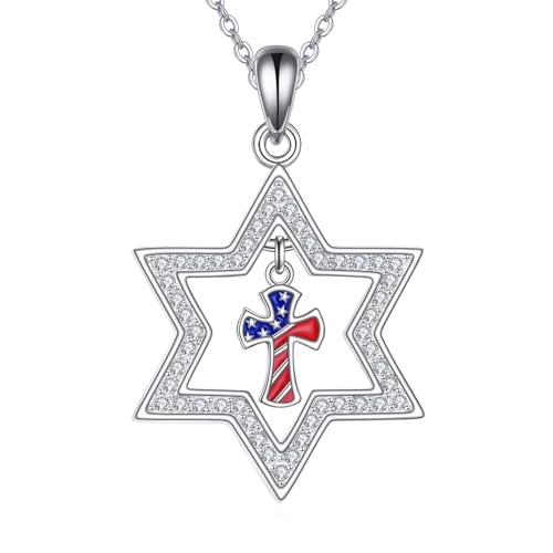 Collier drapeau américain en argent sterling 925 par ONEFINITY pour homme et femme