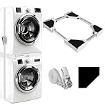 NIUXX Universal Stacking Kit for Washing Machine & Tumble Dryer: Adjustable 46-66 cm Stacking Frame Set for Most Washer Units - No-Drill Appliance Stacker with Ratchet Strap & Anti-Vibration Pads