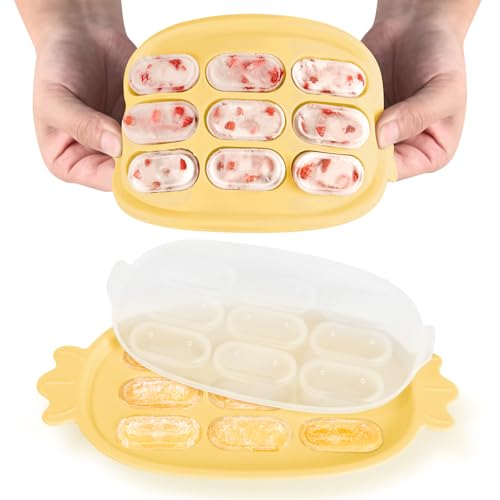 Image of Haakaa Baby Popsicle Mold - Baby Food Maker & Breastmilk Teething Freezer Tray - BPA Free Silicone-Yellow
