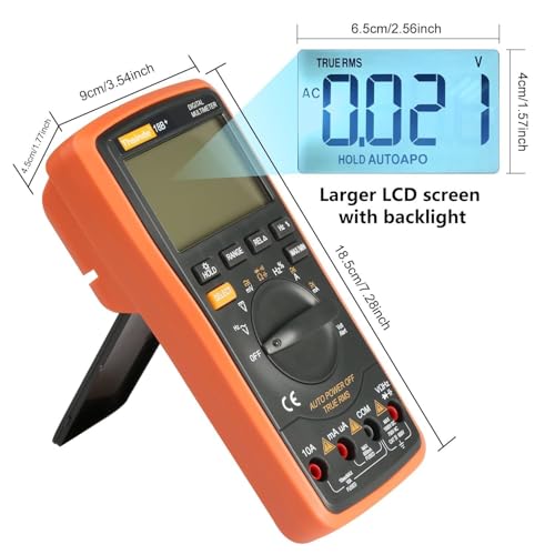 Image of Auto Ranging Digital Multimeter & Clamp Meter with Storage Bag Battery Alligator Clips Test Leads for AC /DC Voltage /Current Voltage Alert Amp Ohm /Volt (38B Clamp Meter+18B Multi Meter Orange)