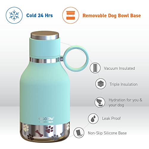 Asobu Dog Bowl Attached To Stainless Steel Insulated Travel Bottle For Human 33 Ounce (Mint Green) #TOP3