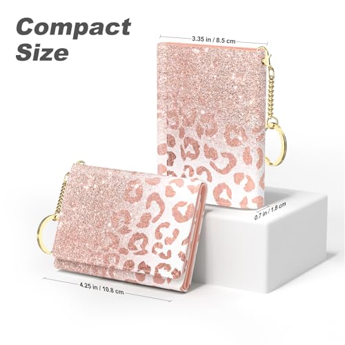 Nipichsha Womens Wallet, Small Credit Card Wallet for Women, Slim RFID Card Holder Purse with 7 Slots & ID Window, Pink Gilt2