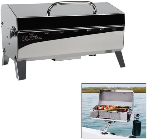 Kuuma Stow and Go Propane Tabletop and Mountable Grill - Stainless Steel Gas Grill with Foldable Legs | Great for Camping, Boating, Picnics, Barbeques & More |13,000 BTUs - (58130)