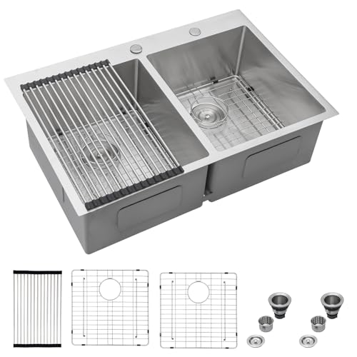 Mocoloo 33 Drop In Kitchen Sink Double Bowl 33 x 22 Drop