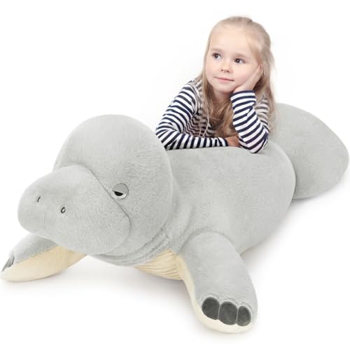 Image of MorisMos 47 Inch Manatee Plush Toy, Large Manatee Stuffed Animal Soft Sea Animal Pillow Gifts for Kids Chirstmas Birthday Party