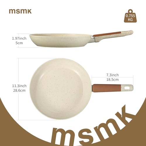 Image of MsMk 11 Inch Ceramic Nonstick Frying pan, Beige Cooking Pan Skillet