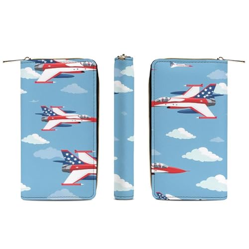 USA Fighter Planes Wristlet Wallets for Men Women Leather Purse Clutch Cute Card Holder3
