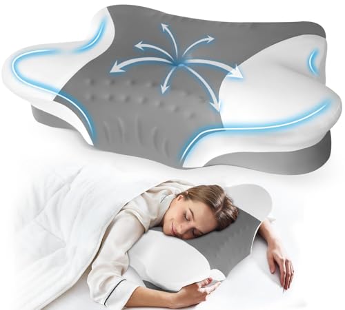 Puzzlandia Cervical Neck Pillows with Memory Foam - Ergonomic Neck Support Pillows for Pain Relief Contour Memory Foam - Adjustable Orthopedic Bed Pillows with Breathable Pillowcase for Sleeping