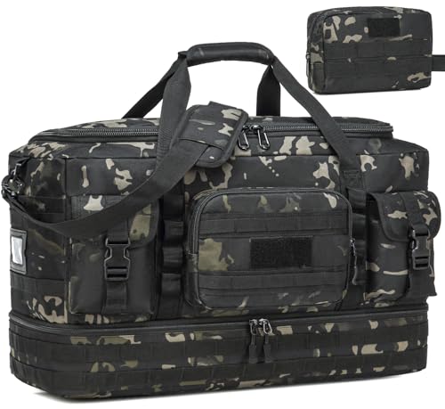 FRETHIND 50L Herren Sporttasche mit Schuhfach Reisetasche mit Kulturbeutel Set Handgepäck Tasche für Wochenende Fitness Camping Gym Sauna (Camo)