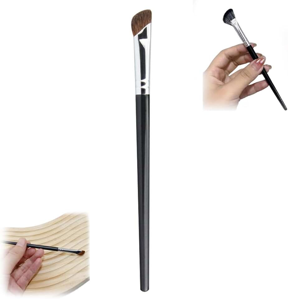 Pincel de sombra de nariz em forma de leque, pincel de maquiagem de contorno angular, pincéis profissionais de marcador, pincéis de maquiagem de contorno para sombra, delineador, sobrancelha e sombras