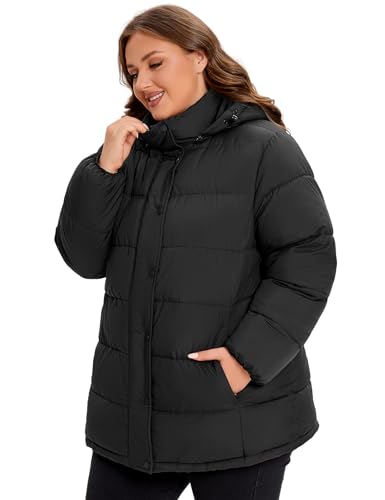 WINDMILL Womens Plus Size Heavyweight Puffer Jacket, Warm Winter Coat with Hood (1X-6X)2