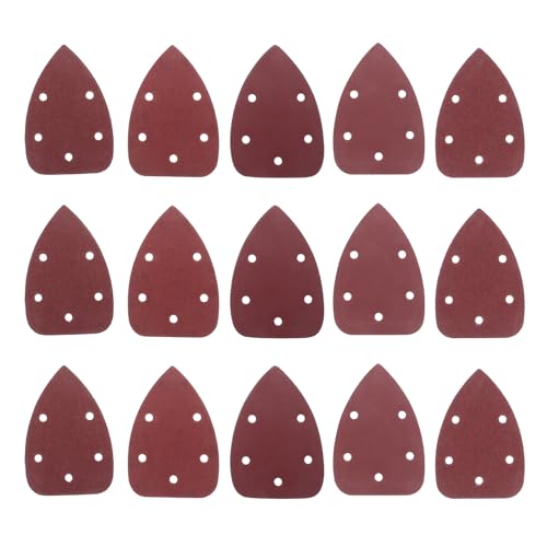 NUOBESTY 50 Hojas de Papel de Lija Triangular de 5 Agujeros para Lijadora Orbital Grano Variado Papel de Lija para Manualidades y Lijado de Precisión en Madera Plástico y Metal