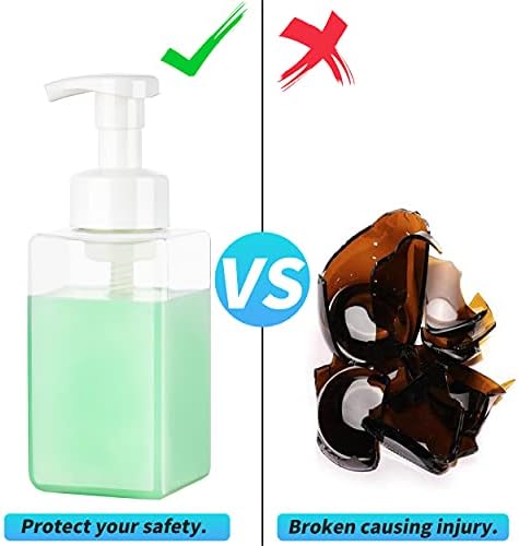(450ml x 2) White pump head square foam soap dispenser / refillable pump bottle. Kitchen. Bathroom.