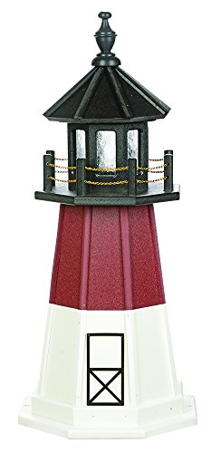 Amish-Made Cape Hatteras, NC Replica Lighthouse with Solar-Powered LED Lighting, 48