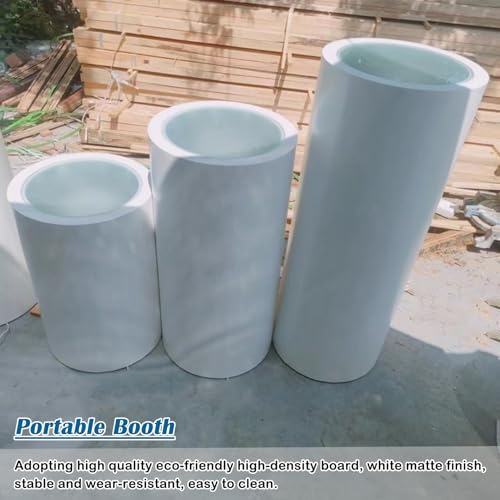 Round Cylinder MDF Pedestal Stands Display, Promotional Trade Show Counter Table with LED Light, Pedestal Stands Pillars for Party Wedding Shop Window(Height - 110cm(43 1/4\"))