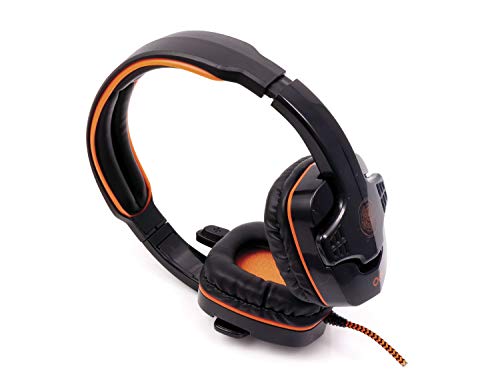 OEX Hs203 Headset USB Target, Controle de Volume no Cabo, Preto/ Laranja