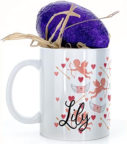 Hairyworm Personalised Mug and Milk Chocolate Easter Egg Gift Set, Customised with Name/Number/Text, (11oz) White Mug with Red Football Shirt, Football Mug