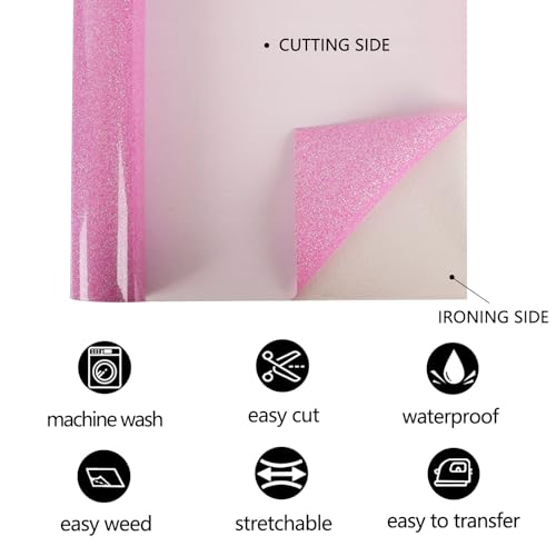Image of FUNKAKA Glitter Fluorescent Purple HTV Heat Transfer Vinyl Rolls, 12 inch x 10ft PU Iron on Vinyl for T-Shirts, Glitter HTV Vinyl for All Cutter Machines Easy to Cut & Weed for DIY Design