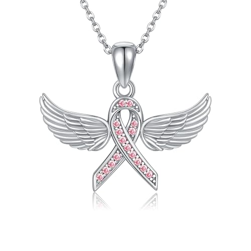 Collier ailes d'ange argent 925 et ruban rose élégant ONEFINITY