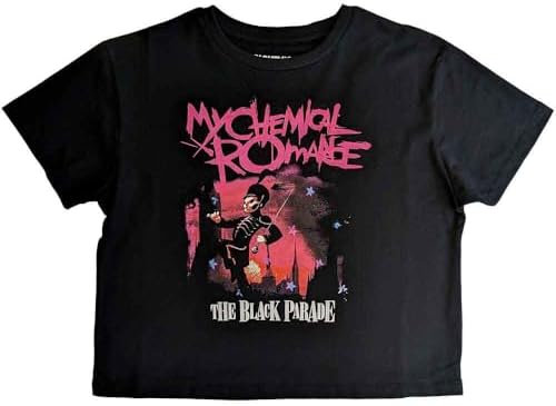 Camiseta My Chemical Romance cropped preta Parade March oficial