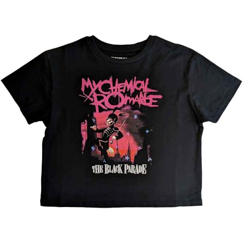 My Chemical Romance Womens Black Parade Crop Top T-Shirt Black Parade March Official Womens Black Size L