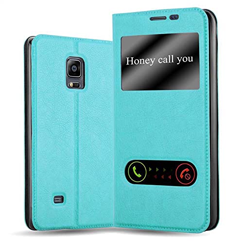 Cadorabo Funda Libro para Samsung Galaxy Note Edge en Turquesa Menta   Cubierta Proteccíon con Cierre Magnético, Función de Suporte y 2 Ventanas  Etui Case Cover Carcasa