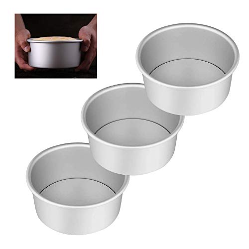 6 Inch Round Cake Pans Set of 3 Aluminum Baking Pan with Removable Bottom One-piece Molding Leakproof Round Layer Cake Pans Tin Set for Baking Cooking Fit OvenPotsPressure Cooker