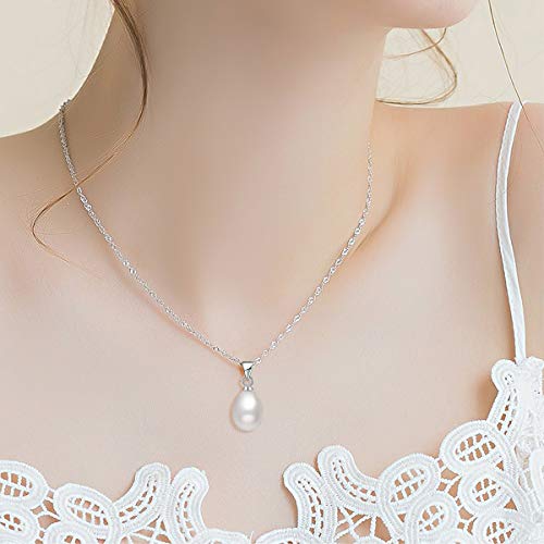 S925 Sterling Silver Drop Shape Freshwater Cultured Pearl Necklace | Silver Necklace for Women | Pearl Pendant Necklace | Jewelry for Women | Silver Pearl Necklace | Silver Jewelry4