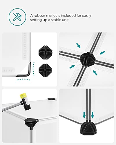 SONGMICS Meuble À Chaussures avec 10 Compartiments, ÉtagÈre Modulable en Plastique, BoÎte À chaussures, avec Porte, Maillet, Rangement, Blanc LPC10W