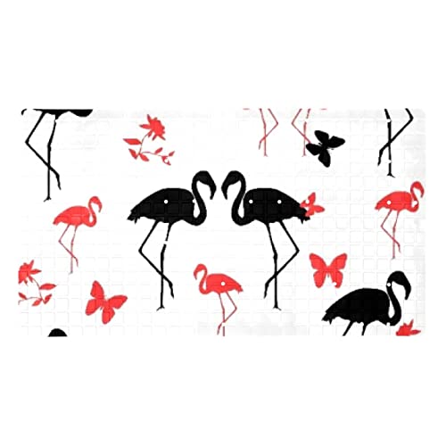 Tapis de sécurité doux avec silhouette de flamant rose pour baignoire sûre